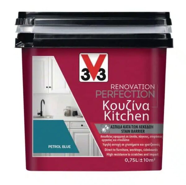 V33 RENOVATION KITCHEN PAINT PETROL BLUE SATIN 750ml Art.121661