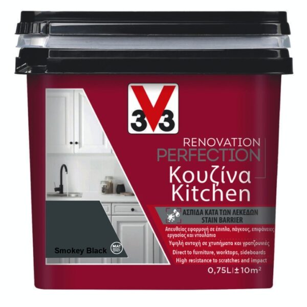 V33 RENOVATION KITCHEN PAINT SMOKEY BLACK MATTE 750ml Art.121664