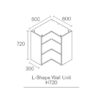 KITCHEN WALL CORNER L UNIT EXCEL-CAB NATURAL GREY 720 X 600 X 300MM - Image 2