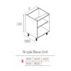 KITCHEN BASE UNIT EXCEL-CAB NATURAL GREY 720 X 600 X 560MM - Image 2