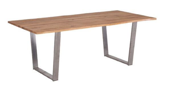 OSCAR OAK TABLE RAW 200x100x76cm RAW SANDED W/INOX LEGS - Image 3