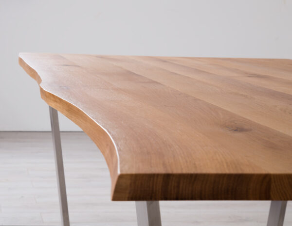 OSCAR OAK TABLE RAW 200x100x76cm RAW SANDED W/INOX LEGS - Image 5