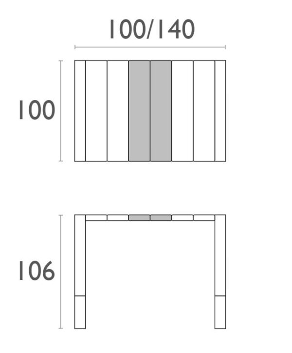 VEGAS 782 BAR EXT.TABLE 100 X 100/140mm WHITE - Image 2