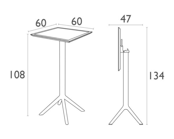 SKY116 FOLDING HIGH TABLE BAR 60 X 60CM WHITE - Image 3