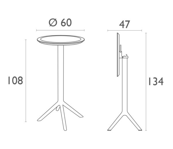 SKY122 FOLDING HIGH TABLE BAR 60CM DIA TAUPE - Image 3