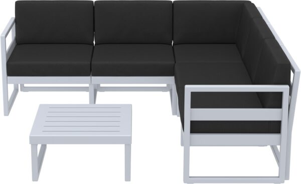 MYKONOS Set 134 L-SHAPE LOUNGE SOFA 2x2MT SILVER GREY+ BLACK CUSHIONS - Image 2
