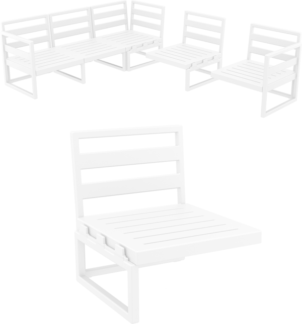 MYKONOS 136 EXTENTION PART WHITE WITH TAUPE CUSHIONS