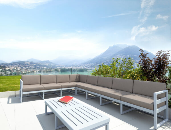 MYKONOS 136 EXTENTION PART WHITE WITH TAUPE CUSHIONS - Image 2
