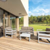 MYKONOS 132 SET [2 SEATER + 2x1 SEATER & COFFEE TABLE] WHITE/TAUPE - Image 2