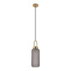 LUTON PENDANT IN CYL SHAPED MATT SMOKEY GLASS & BRASS SOCKET WITH 150cm FABRIC CORD ART: 6406115