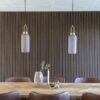 LUTON PENDANT IN CYL SHAPED MATT SMOKEY GLASS & BRASS SOCKET WITH 150cm FABRIC CORD ART: 6406115 - Image 2