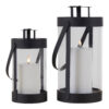 BONDI SET OF 2 ROUND LANTERNS IN BLACK WITH HANDLE ART: 6407460