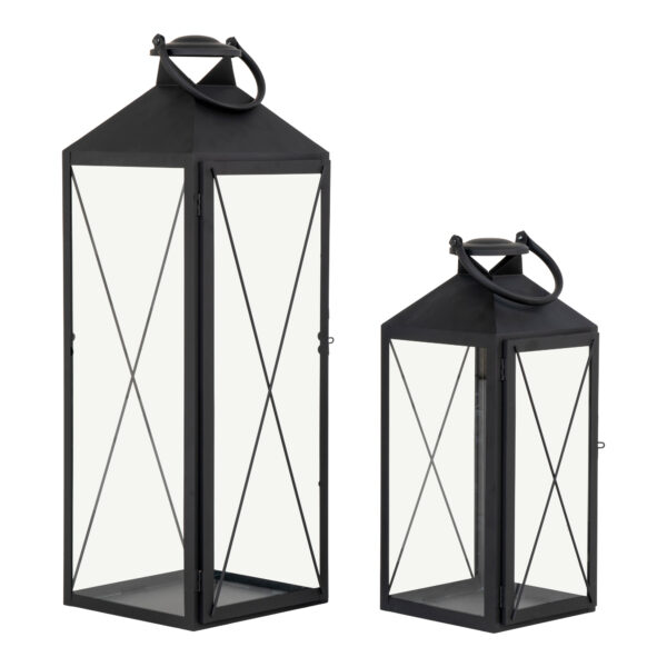 CASA SET OF 2 LANTERNS IN BLACK WITH HANDLE ART: 6407470