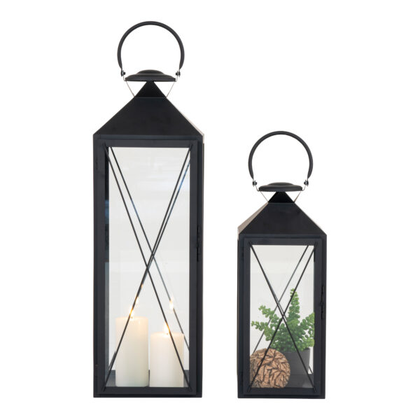 CASA SET OF 2 LANTERNS IN BLACK WITH HANDLE ART: 6407470 - Image 2