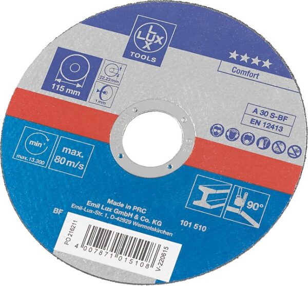 CUTTING DISK 115mmX1mm FOR METAL LUX 101510