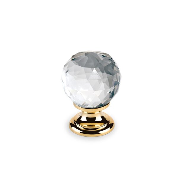 KNOB 25mm CRYSTAL TRANSPARENT/GOLD 100 ESTAMP 9993