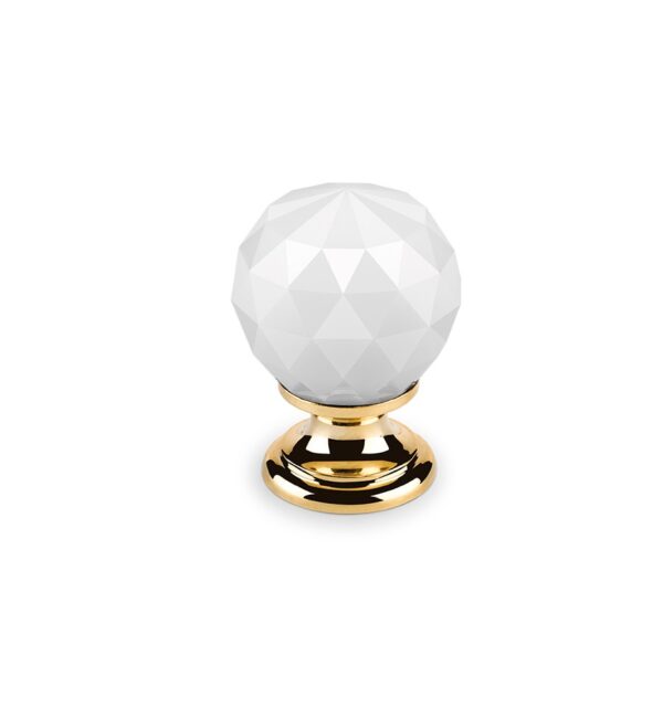 KNOB 25mm CRYSTAL WHITE/BRIGHT GOLD 102 ESTAMP 9993