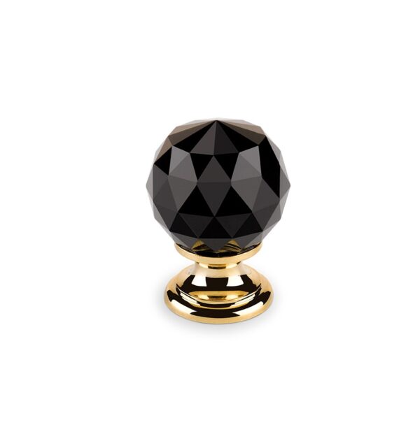 KNOB 25mm CRYSTAL BLACK/BRIGHT GOLD 133 ESTAMP 9993