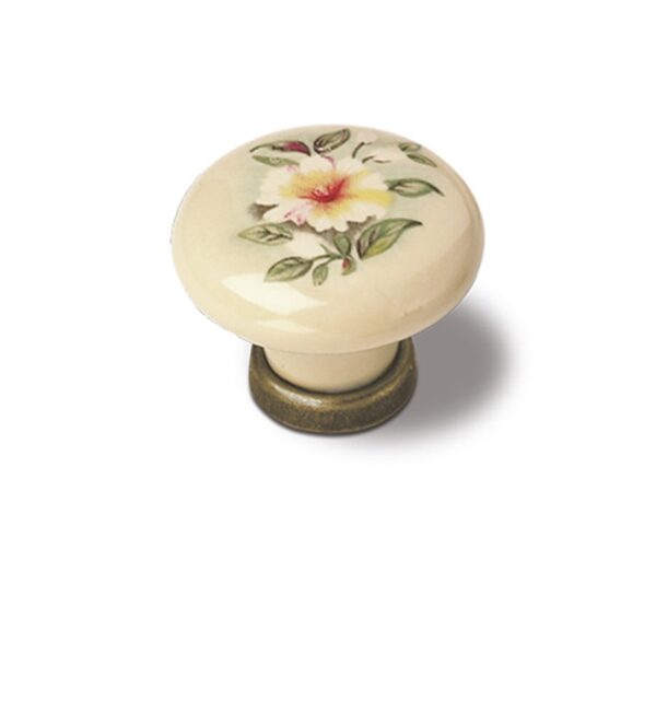 KNOB 37mm ANTIQUE BRASS PORCELAIN 831 ESTAMP 9771