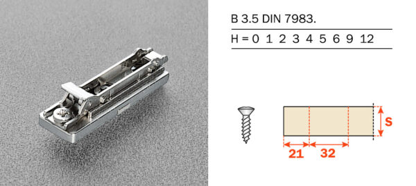 DOMI  STRAIGHT MOUNTING PLATE CLIPON SALICE "3" BAP3R39 - Image 2