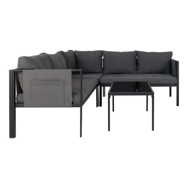 CANNES CORNER LOUNGE SOFA BLACK WITH D.GREY CUSHIONS 7702000 - Image 2