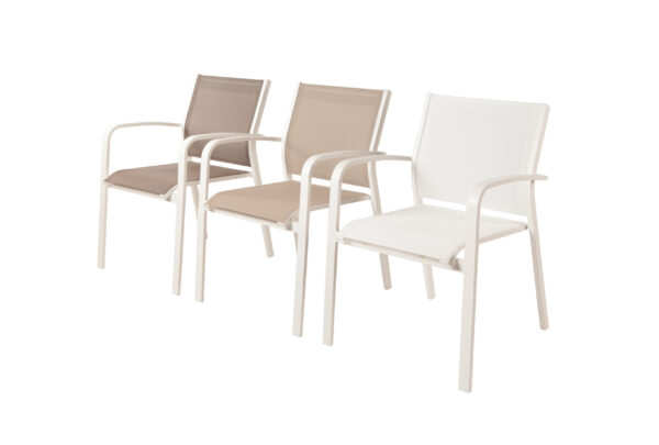 OUTDOOR ALU ALBERTO CHAIR WITH ARMS TEXTIL BIANCO/CAFFE` - Image 2