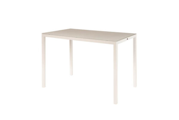 OUTDOOR HIGH BAR TABLE 152X90X107H PATTI ALUM WHITE 90 X FOGGY GLASS TOP