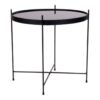 VENEZIA BLACK P.COAT STEEL COFFEE TABLE DIA.48cm H48 W/BLCK GLASS ART: 2101100