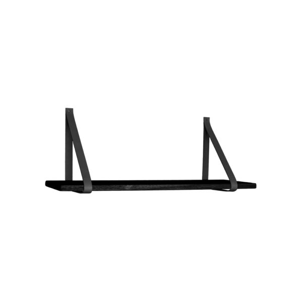 FORNO SHELF IN BLACK WITH BLACK LEATHER STRAPS 80x20cm ART: 4292015