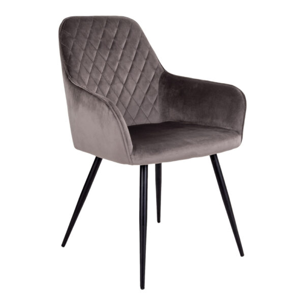 HARBO DINNING ARMCHAIR MUSHROOM VELVET W/BLACK LEGS ART: 1001154
