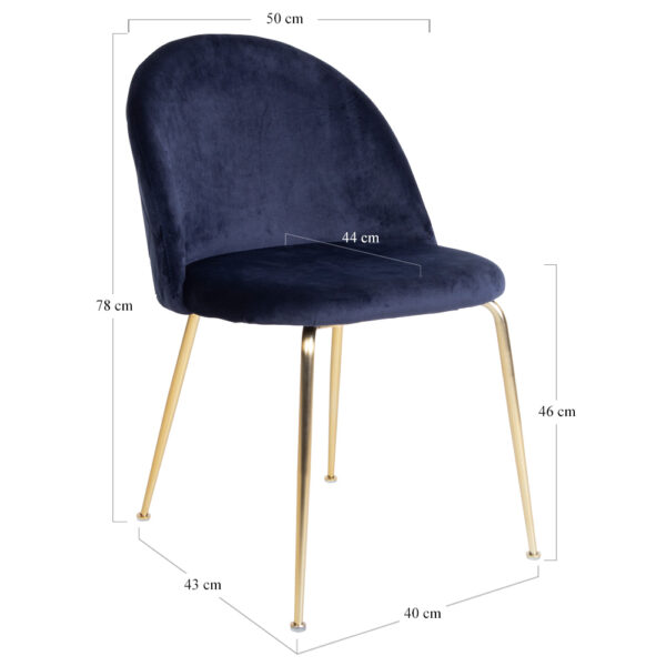 GENEVE DINNING CHAIR BLUE VELVET W.BRASS LEGS ART: 1001251 - Image 4