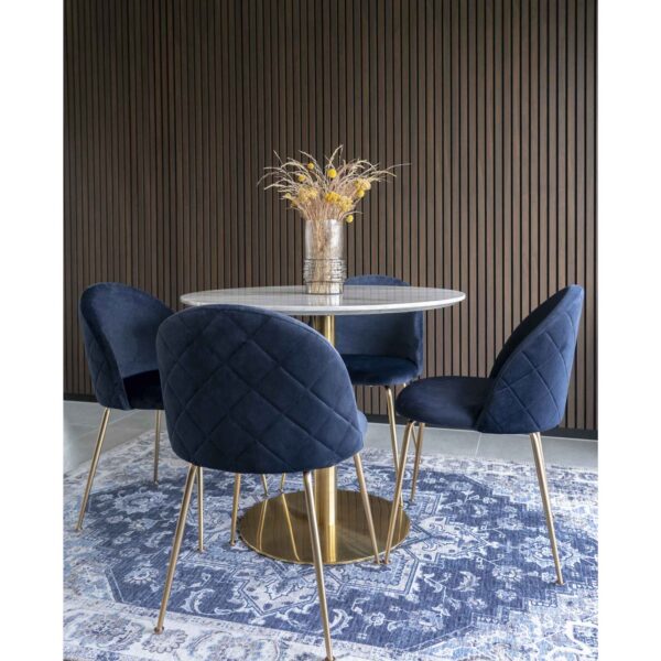 GENEVE DINNING CHAIR BLUE VELVET W.BRASS LEGS ART: 1001251 - Image 5