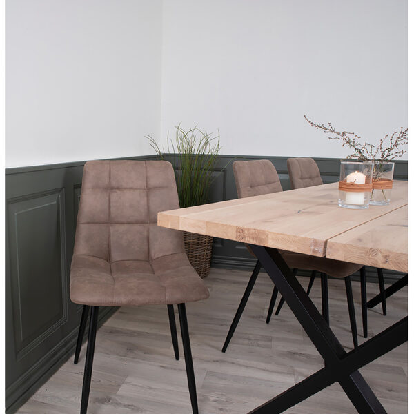 MIDDELFART DINING CHAIR LT. BROWN MICROFIBER/BLCK LEGS ART: 1001190 - Image 2