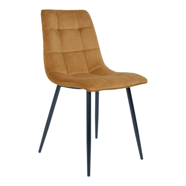 MIDDELFART DINING CHAIR MUSTARD YELLOW VELVET /BLCK LEGS ART: 1001193