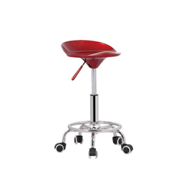 BAR STOOL ABS BLACK With CHROME FOOT REST ON WHEELS ZS-058