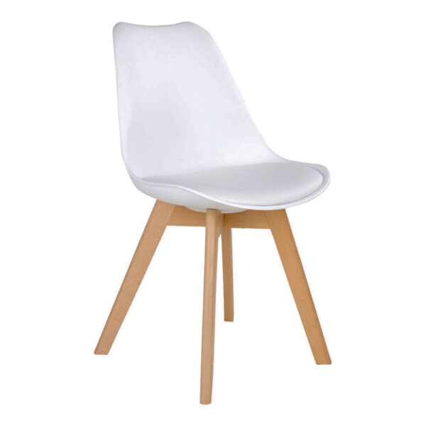 *MOLDE DINING CHAIR WHITE SEAT W/ WOOD LEGS ART: 1001040