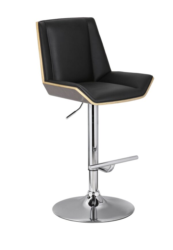 PLYWOOD SQUARE HYDRAULIC BARSTOOL EBONY GREY/PU BLACK (1) Art. SF-40345