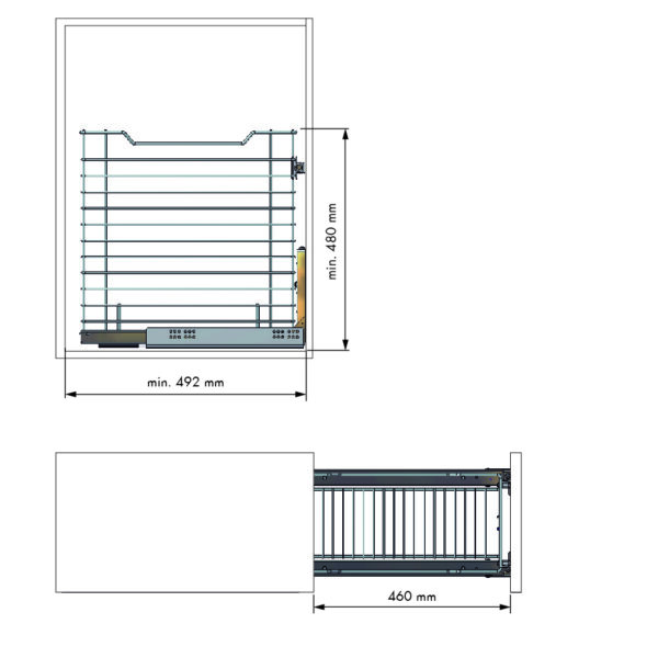 PULL-OUT LAUNDRY BASKET CHROME 600mm D568 X H475 X L487 INC RUNNERS ART: 38718014 - Image 3