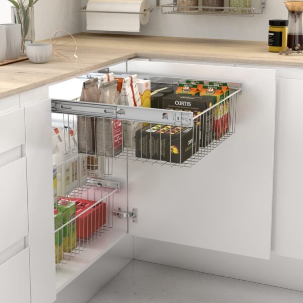 MULTIPLE USE BASKET CHROME F/UNIT 350mm + FULL EXT. RUNNER ART: 38248014