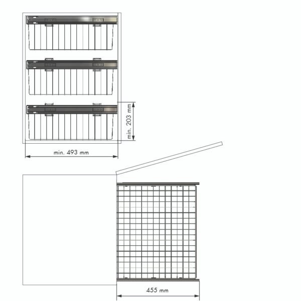 MULTIPLE USE BASKET CHROME F/UNIT 350mm + FULL EXT. RUNNER ART: 38248014 - Image 3