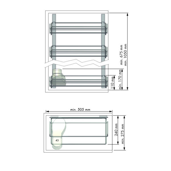 SHOE RACK KIT FIXED 5 SHELVES 240DX1000HX495L ART: 39123014 - Image 3