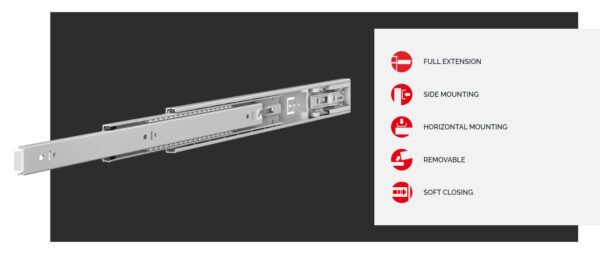 DRAWER SLIDE SIDE MOUNT 300mm 30KG Full Extention SOFT CLOSE Art.  I0825/SC/300