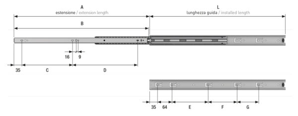 DRAWER SLIDE SIDE MOUNT 300mm 30KG Full Extention SOFT CLOSE Art.  I0825/SC/300 - Image 2