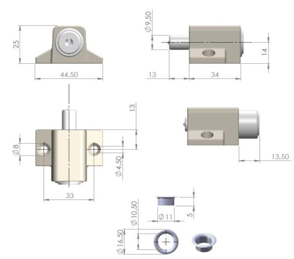 SISO WINDOW PUSH LOCK 280"M" WHITE 19mm W/SLEEVE ART. 14.02.999/ 14.02.998 - Image 6