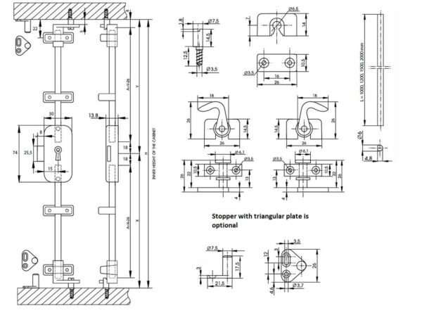 SISO ROTARY BAR LOCK X-922 3WAY 15MM BACKSET W/OUT BAR NIC PLTD ART. 14.05.250 - Image 6