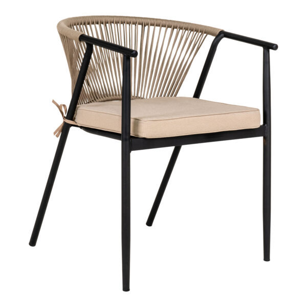 NAPOLI DINING CHAIR GREY ROPE & BLACK FRAME 7001150