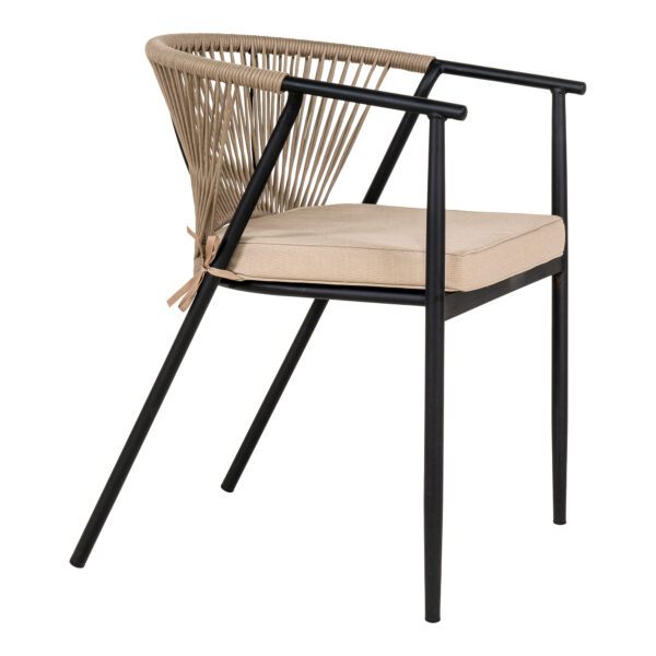 NAPOLI DINING CHAIR GREY ROPE & BLACK FRAME 7001150 - Image 2