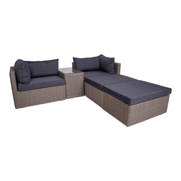 ROSSI LOUNGE SET KUBU GREY WITH BLACK CUSHION ART: 7701010