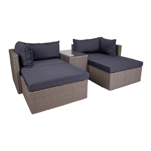 ROSSI LOUNGE SET KUBU GREY WITH BLACK CUSHION ART: 7701010 - Image 2