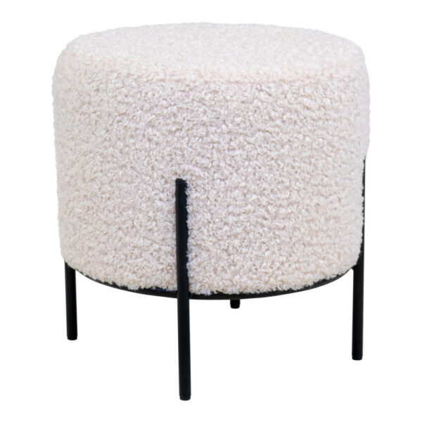 ALFORD POUF WHITE ARTIFICIAL LAMBSKIN ART: 1501170